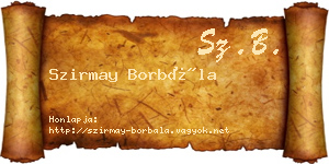 Szirmay Borbála névjegykártya